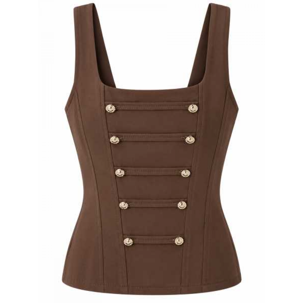 Top Corsetto Con Bottoni Gioiello