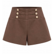 Shorts Vita Alta Con Bottoni Gioiello