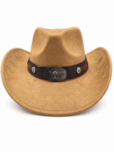 Cappello Cowboy Cammello Con Fibbia Western