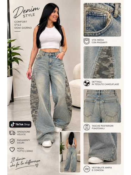 Jeans Ballon Con Sfumature Leopardate