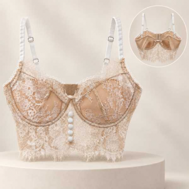 Top Bustier In Pizzo Con Coppe 