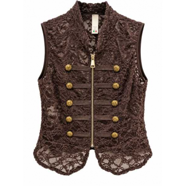 Gilet In Pizzo Con Bottoni Gioiello