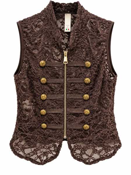 Gilet In Pizzo Con Bottoni Gioiello