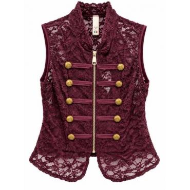 Gilet In Pizzo Con Bottoni Gioiello