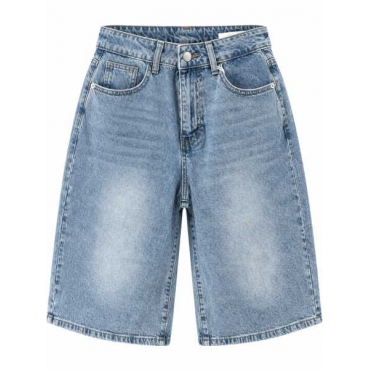 Bermuda Denim Wide Leg Con Strass