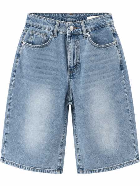 Bermuda Denim Wide Leg Con Strass