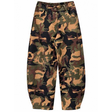 Pantalone Camouflage Con Elastico In Vita