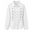 Camicia Bianca Military Chic Con Bottoni Gioiello