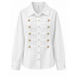 Camicia Bianca Military Chic Con Bottoni Gioiello