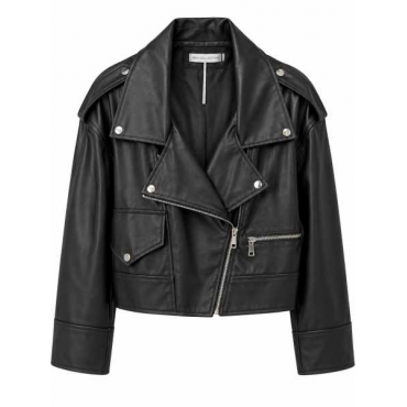 Giubbino Biker Oversize Effetto Pelle