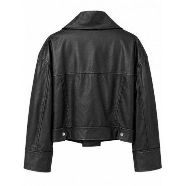 Giubbino Biker Oversize Effetto Pelle