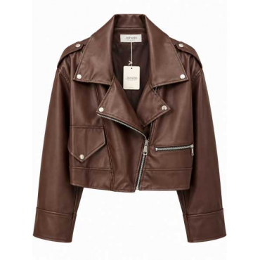 Giubbino Biker Oversize Effetto Pelle