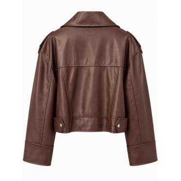 Giubbino Biker Oversize Effetto Pelle