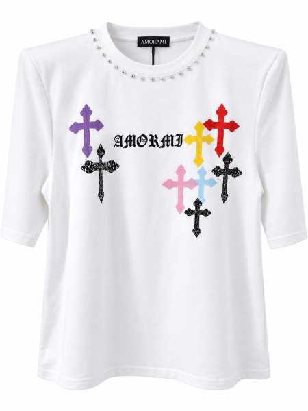 Maxi T-Shirt Donna Con Spalline E Perle
