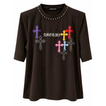 Maxi T-Shirt Donna Con Spalline E Perle