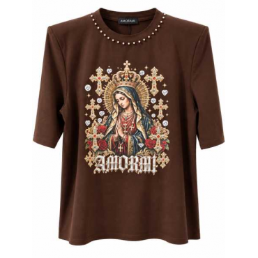 T-Shirt Donna Amorami Con Spalline E Perle