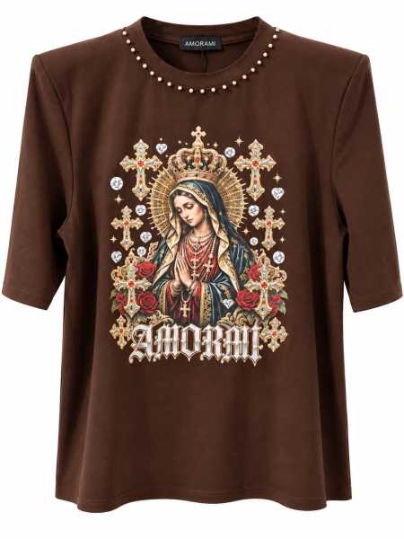 T-Shirt Donna Amorami Con Spalline E Perle
