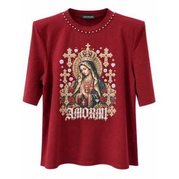 T-Shirt Donna Amorami Con Spalline E Perle