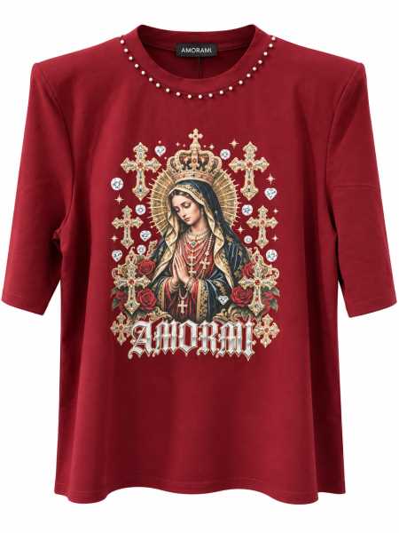 T-Shirt Donna Amorami Con Spalline E Perle