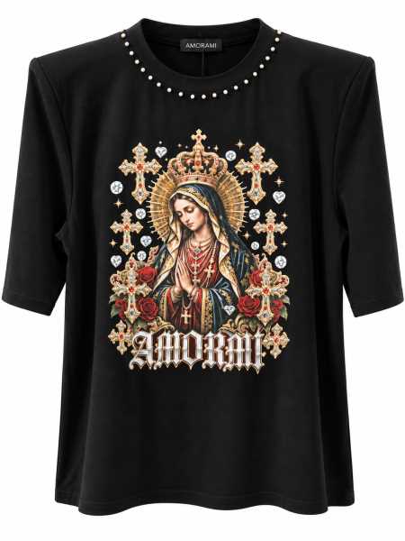 T-Shirt Donna Amorami Con Spalline E Perle