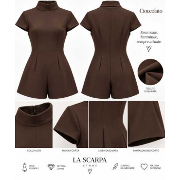 Tutina Corta Donna Con Collo Alto