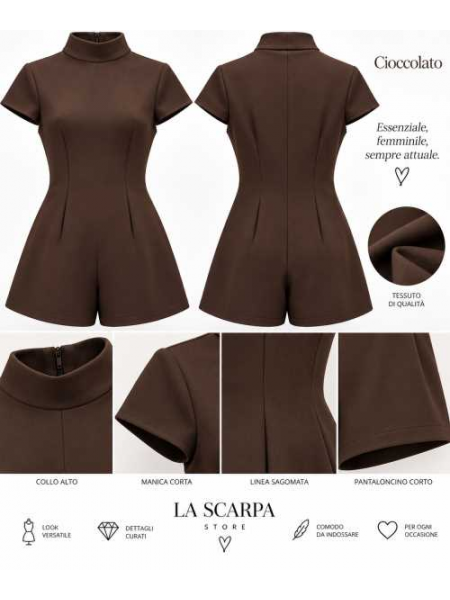 Tutina Corta Donna Con Collo Alto