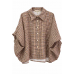 Camicia Oversize Vichy Con Maniche Drappeggiate