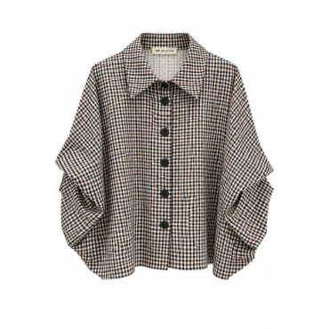 Camicia Oversize Vichy Con Maniche Drappeggiate