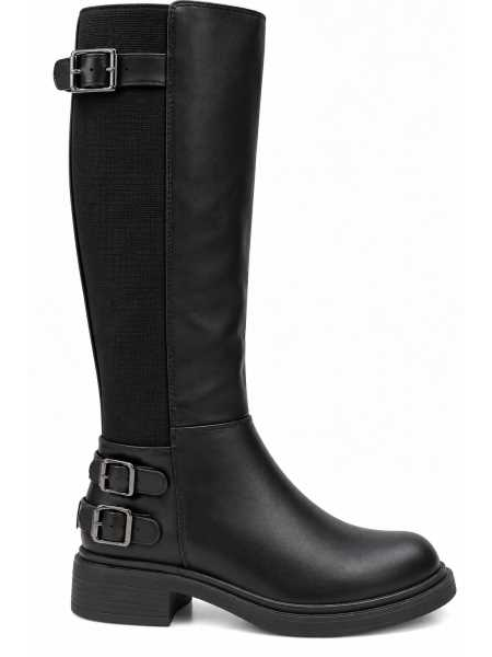 Stivale Alto Con Zip E Inserto Elasticizzato – Tacco 4 Cm