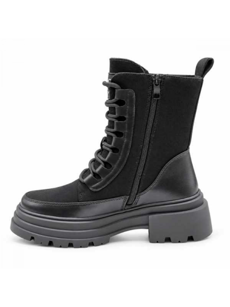 Stivaletto Anfibio Nero Con Lacci, Zip Laterale E Suola Chunky