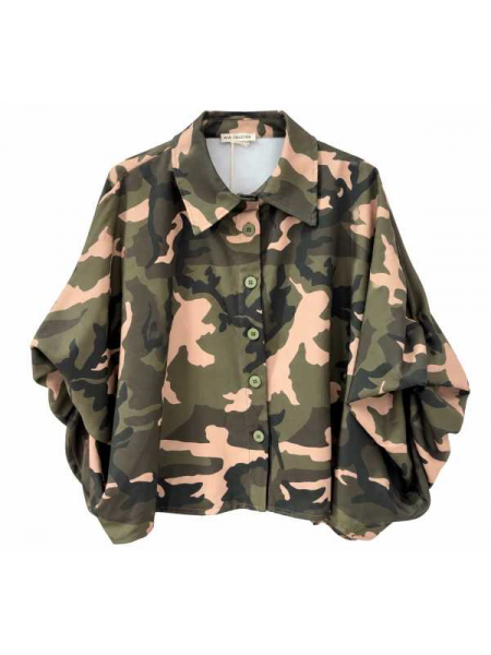 Camicia Oversize Vichy Con Maniche Drappeggiate