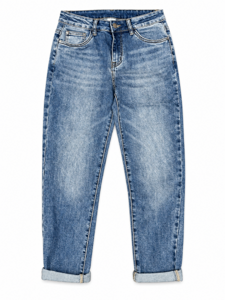 Jeans Donna A Vita Bassa Con Lavaggio Vintage E Risvolto