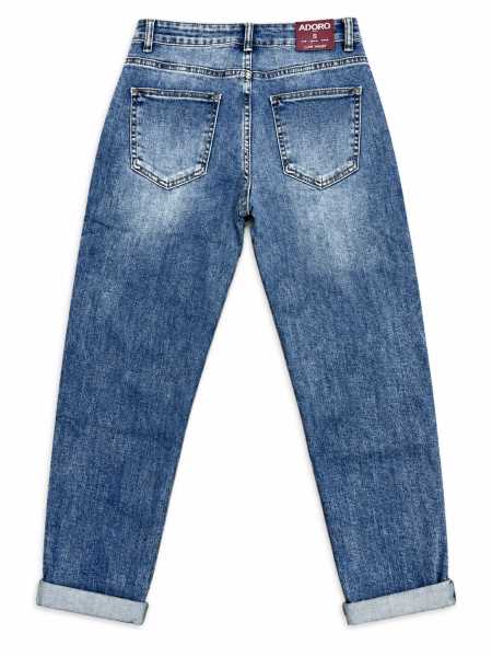 Jeans Donna A Vita Bassa Con Lavaggio Vintage E Risvolto