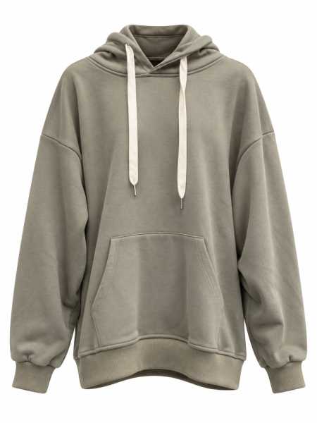 Felpa Oversize Con Cappuccio E Lacci A Contrasto