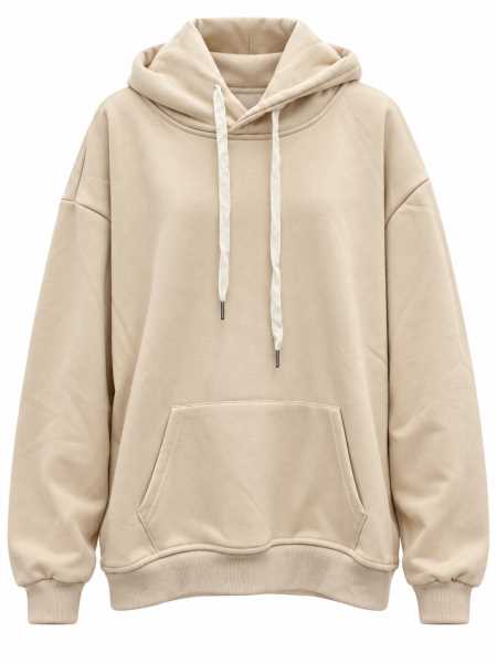 Felpa Oversize Con Cappuccio E Lacci A Contrasto