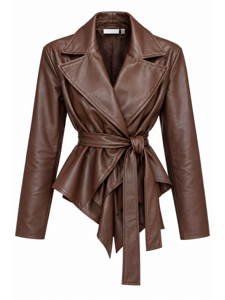 Giacca Blazer In Ecopelle Con Cintura