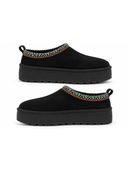 Sabot Platform Donna Effetto Camoscio Con Bordo Fantasia