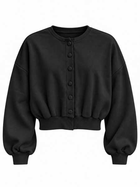 Felpa Cardigan Corta Con Bottoni E Maniche A Palloncino