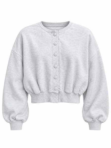 Felpa Cardigan Corta Con Bottoni E Maniche A Palloncino