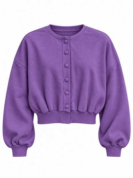 Felpa Cardigan Corta Con Bottoni E Maniche A Palloncino