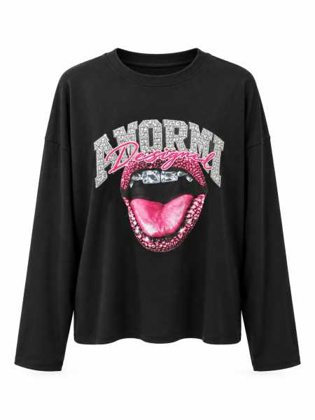 Maglia Oversize Con Stampa Bocca Effetto Gioiello