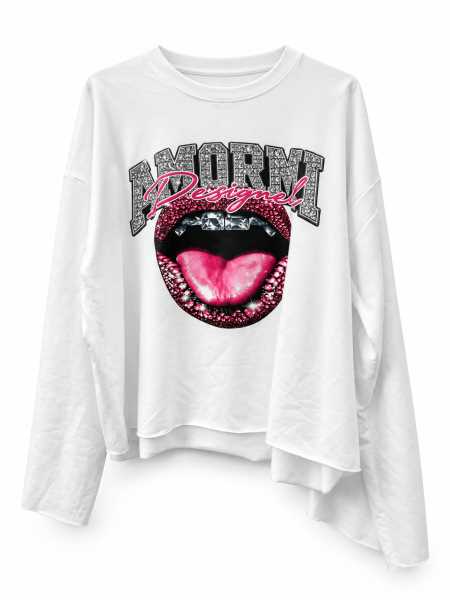 Maglia Oversize Con Stampa Bocca Effetto Gioiello