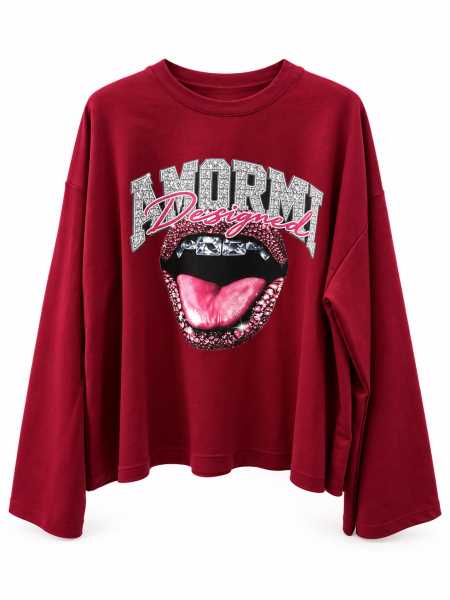 Maglia Oversize Con Stampa Bocca Effetto Gioiello