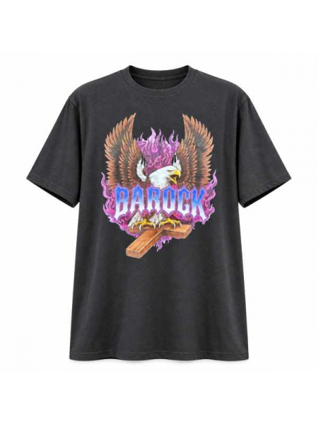 T-Shirt Barock Con Maxi Spalline E Stampa Aquila