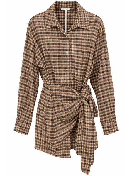 Camicia Lunga Donna Check Con Nodo Lateralecamicia Donna Dal Tag