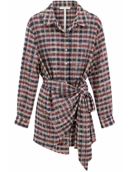 Camicia Lunga Donna Check Con Nodo Lateralecamicia Donna Dal Tag