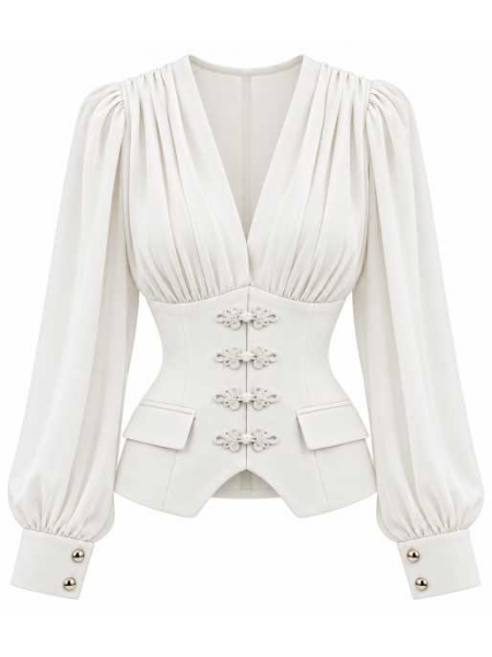Blusa Elegante Con Vita Sagomata E Alamari