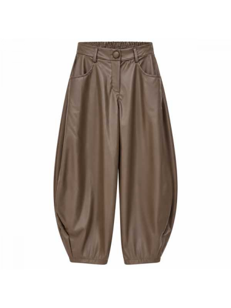 Pantalone Donna In Ecopelle Effetto Balloon A Vita Alta
