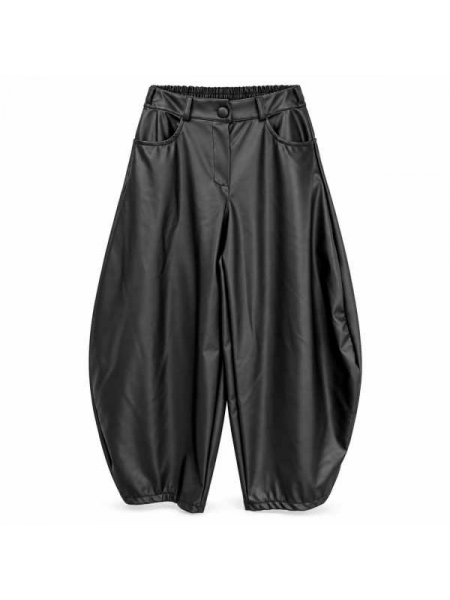 Pantalone Donna In Ecopelle Effetto Balloon A Vita Alta