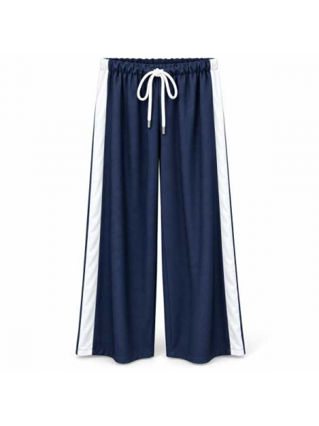 Pantalone A Gamba Larga Con Bande Laterali